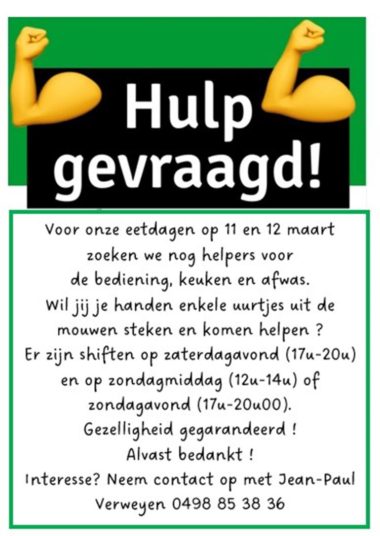 Helpende handen gevraagd !